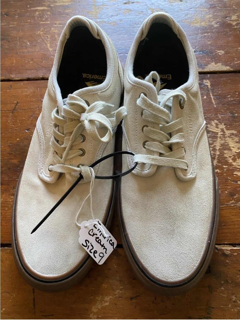 Emerica Cream Canvas Sneakers with Brown Trim